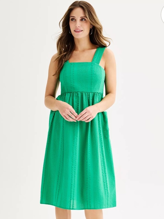Sonoma Dresses & Skirts - Sonoma 100% Cotton Crinkle Kelly Green Midi Dress XL